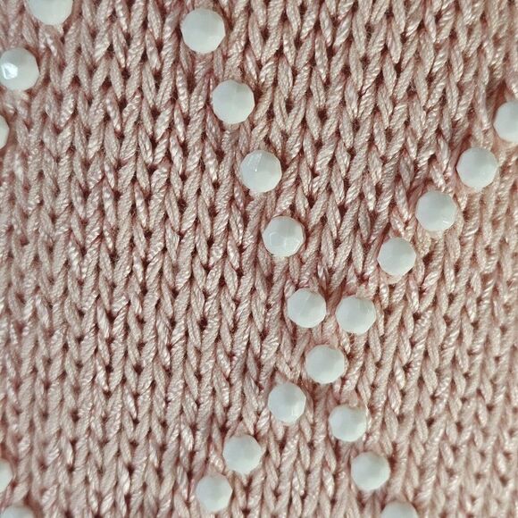 Vintage 80s Lillie Rubin Sweater Womens Size Small Pink White Beads Faux Pearls - Picture 8 of 8